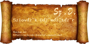 Szlovák Dömötör névjegykártya